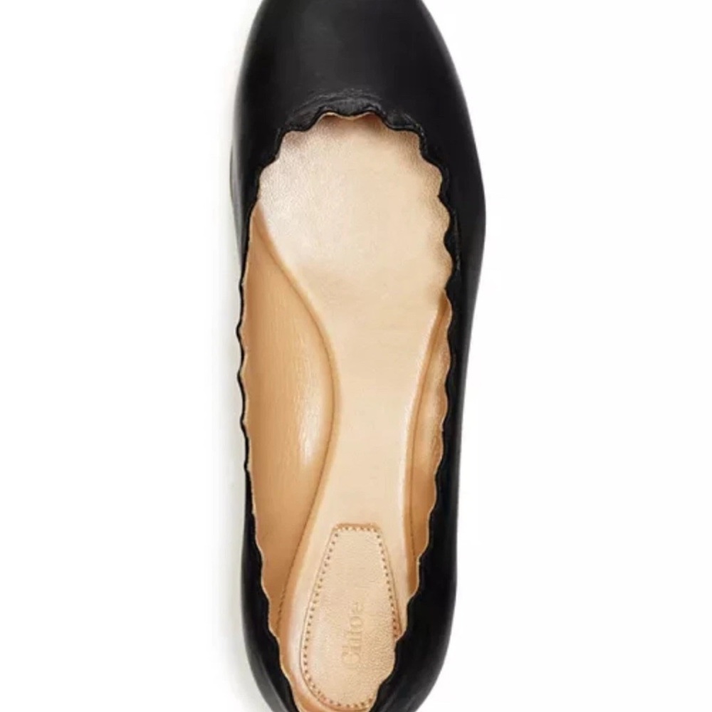 Chloe Women's Lauren Scalloped Ballet Ballerinas Flats, Black - Picture 3 of 5